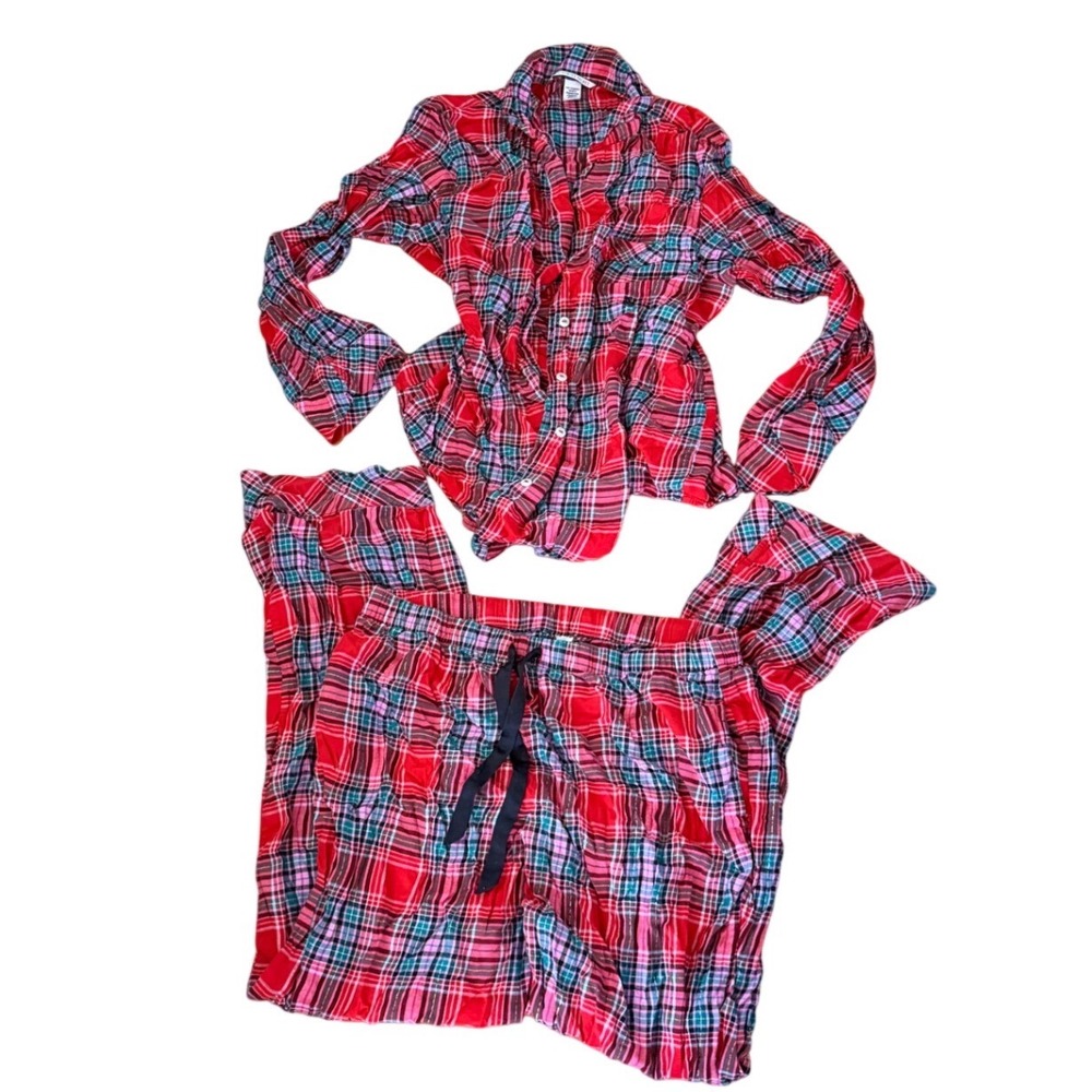 Victoria's Secret Red Plaid Flannel Pajama Set